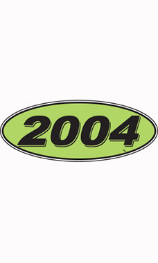 Oval Windshield Year Stickers - Black/Neon Green - "2004"