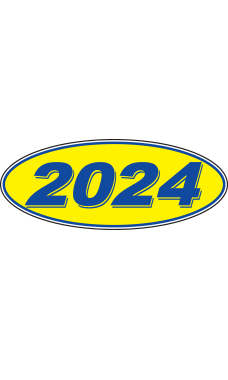 Oval Windshield Year Stickers - Blue/Yellow