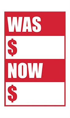 Quick Sale Stickers - Red - "Was Now" Quick Sale Stickers - Red - "Was Now"