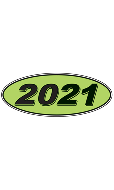 Oval Windshield Year Stickers - Black/Neon Green - "2021"