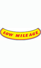 Smile Windshield Slogan Sticker - "Low Mileage"
