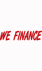 Designer Cut Windshield Slogan Sticker - Red/White - "We Finance"