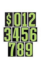 7 ½ inch Neon Green/Black Windshield Number Kit