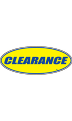 Oval Windshield Slogan Sticker - Blue/Yellow - "Clearance"