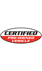 Oval Windshield Slogan Sticker - Black/White/Red - "Certified Pre-Owned Vehicle"