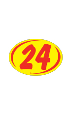 Oval 2-Digit Year Stickers - Red/Yellow