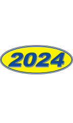 Oval Windshield Year Stickers - Blue/Yellow