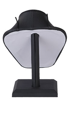 Black Faux Leather Necklace Display on Stand