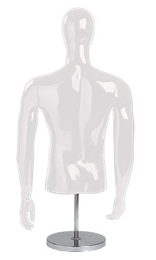Male Glossy White ½ Body Mannequin