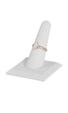 White Faux Leather Single Finger Ring Display White Faux Leather Single Finger Ring Display
