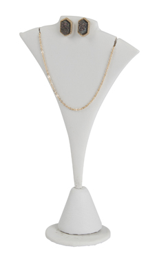 White Faux Leather Fan Shaped Necklace Stands White Faux Leather Fan Shaped Necklace Stands