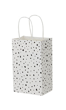 Small - White Modern Dot Paper Shopping Bags - Case of 100 Small - White Modern Dot Paper Shopping Bags - Case of 100