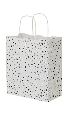 Medium - White Modern Dot Paper Shopping Bags - Case of 100 Medium - White Modern Dot Paper Shopping Bags - Case of 100
