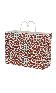 Large - Giraffe Print Paper Shopping Bags - Case of 100 Large - Giraffe Print Paper Shopping Bags - Case of 100