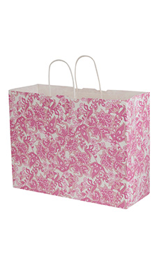 Large - Vintage Floral Paper Shopping Bags - Case of 100 Large - Vintage Floral Paper Shopping Bags - Case of 100
