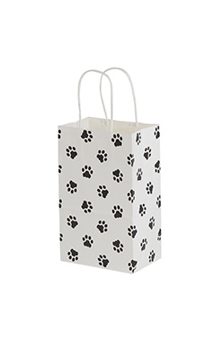 Small - Paw Print Paper Shopping Bags - Case of 100