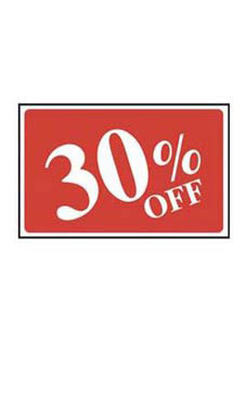 Red 30% Off Sale Sign - White Font Red 30% Off Sale Sign - White Font