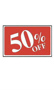 Red 50% Off Sale Sign - White Font Red 50% Off Sale Sign - White Font