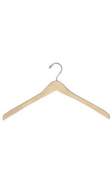 17" Natural Wood Contoured Outerwear Hangers