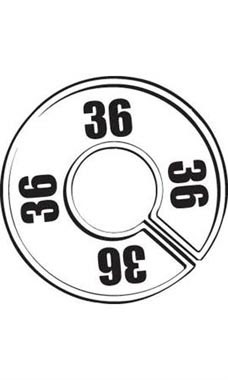 "36" Black On White Round Size Divider