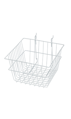 12 x 12 x 8 inch White Mini Grid Basket for Slatwall & Wire Grid 12 x 12 x 8 inch White Mini Grid Basket for Slatwall & Wire Grid