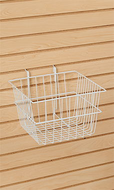 12 x 12 x 8 inch White Mini Grid Basket for Slatwall & Wire Grid