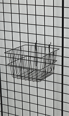 12 x 12 x 8 inch Black Mini Grid Basket for Slatwall & Wire Grid