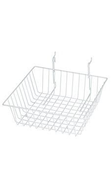 12 x 12 x 4 inch White Mini Grid Basket for Slatwall & Wire Grid 12 x 12 x 4 inch White Mini Grid Basket for Slatwall & Wire Grid