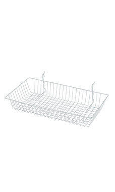 24 x 12 x 4 inch White Mini Grid Basket for Slatwall & Wire Grid 24 x 12 x 4 inch White Mini Grid Basket for Slatwall & Wire Grid