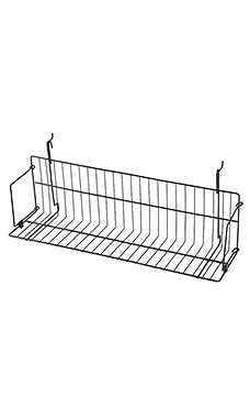24 x 6 x 6.5 inch Black Media Grid Shelf for Slatwall & Wire Grid