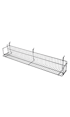 48 x 6 x 6.5 inch Black Media Grid Shelf for Slatwall & Wire Grid