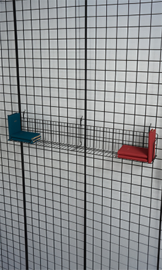 48 x 6 x 6.5 inch Black Media Grid Shelf for Slatwall & Wire Grid