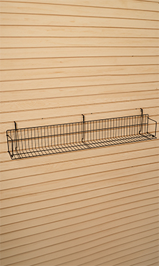48 x 6 x 6.5 inch Black Media Grid Shelf for Slatwall & Wire Grid