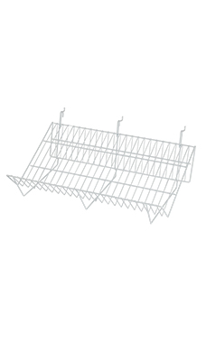 24 x 12 x 6 inch White Downslope Grid Shelf for Slatwall & Wire Grid 24 x 12 x 6 inch White Downslope Grid Shelf for Slatwall & Wire Grid