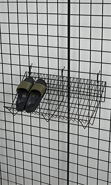 24 x 12 x 6 inch Black Downslope Grid Shelf for Slatwall & Wire Grid