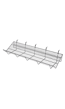 48 x 12 x 6 inch Black Downslope Grid Shelf for Slatwall & Wire Grid 48 x 12 x 6 inch Black Downslope Grid Shelf for Slatwall & Wire Grid