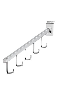 5-J-Hook Waterfall Slatwall Faceout Tube- Chrome