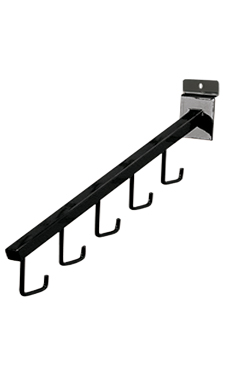 5-J-Hook Waterfall Slatwall Faceout Tube- Black