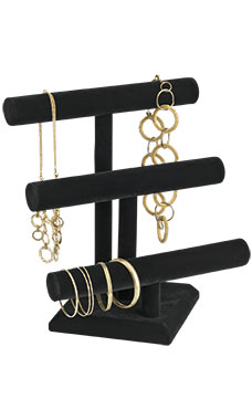 3-Tier Black Velvet Jewelry Displays