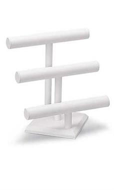 White Faux Leather Three Tier Necklace/Bracelet Di