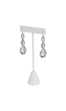 White Faux Leather Earring T-Bar Displays