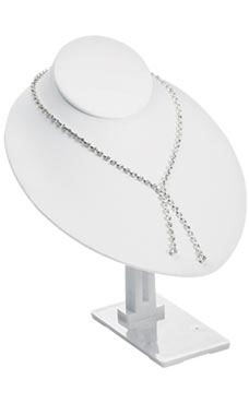 White Faux Leather Necklace Bust on Adjustable Sta White Faux Leather Necklace Bust on Adjustable Sta