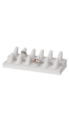 12-Finger White Faux Leather Ring Display 12-Finger White Faux Leather Ring Display