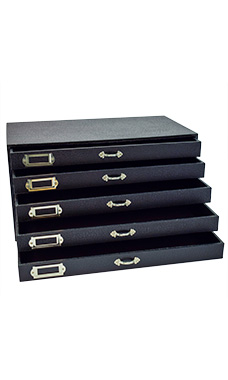 Black Faux Leather 5-Drawer Jewelry Storage Organizer