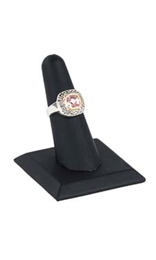 Single Finger Square Base Black Faux Leather Ring Display Single Finger Square Base Black Faux Leather Ring Display