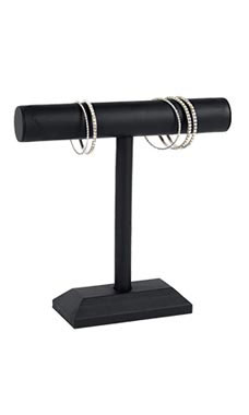 One Tier Necklace/Bracelet Displays - Black Faux Leather One Tier Necklace/Bracelet Displays - Black Faux Leather