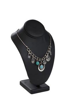 Large Black Faux Leather Necklace Display