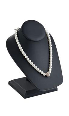 Black Faux Leather Necklace Display on Stand Black Faux Leather Necklace Display on Stand