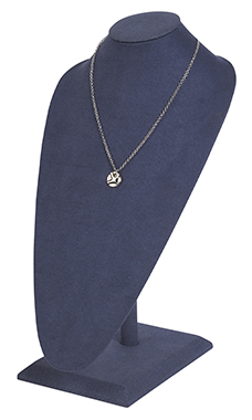 Tall Slate Blue Faux Suede Necklace Display Tall Slate Blue Faux Suede Necklace Display