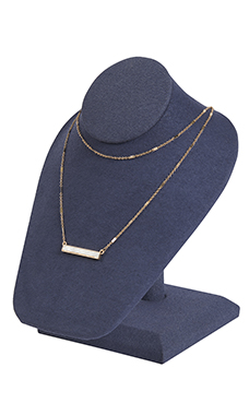 Slate Blue Faux Suede Necklace Display on Stand Slate Blue Faux Suede Necklace Display on Stand